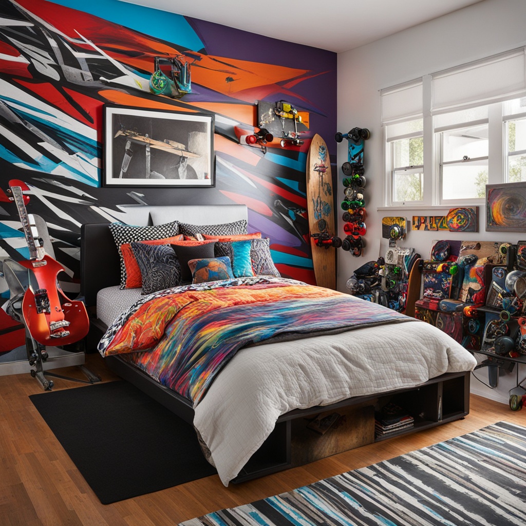 skater-inspired bedroom