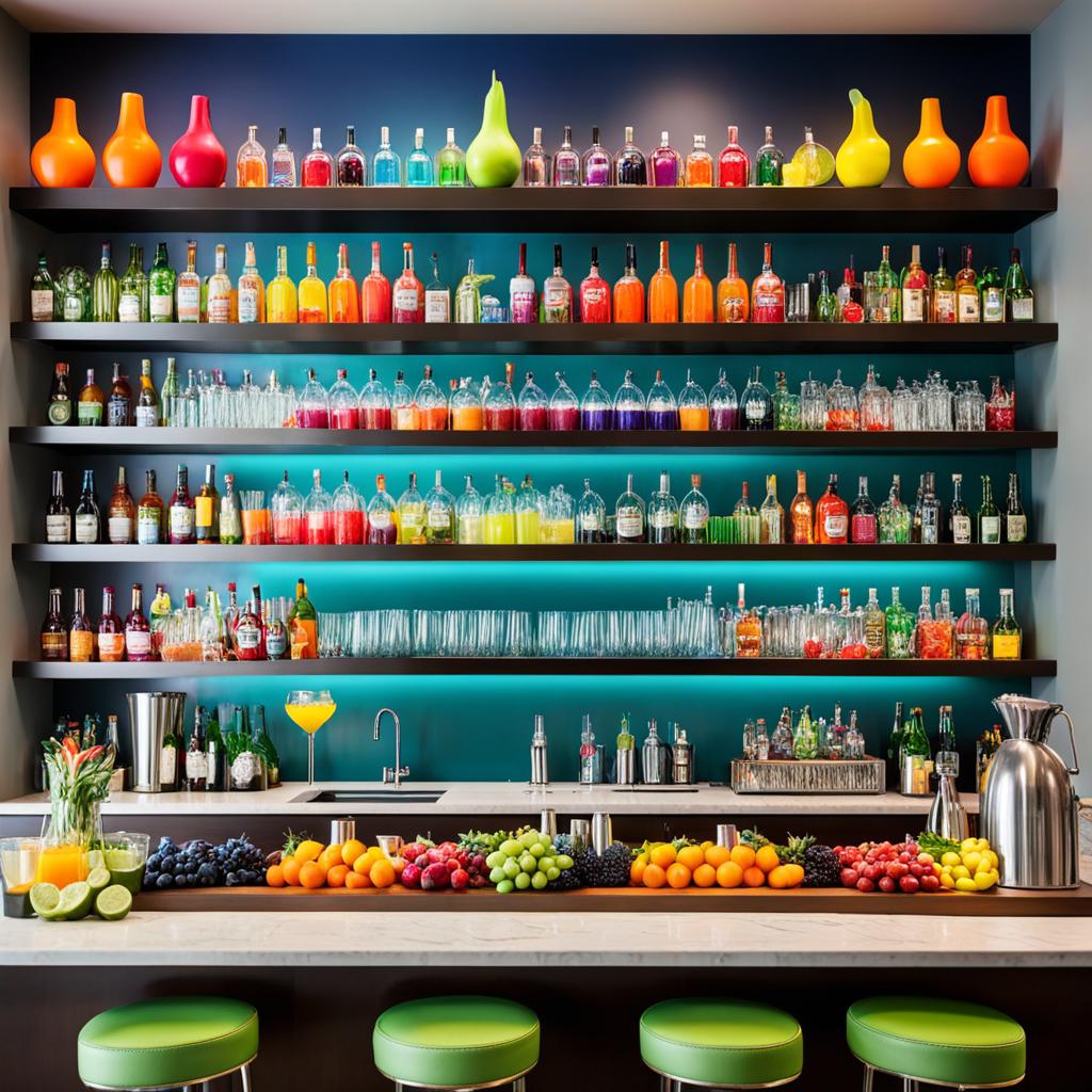 vibrant colorful home bar