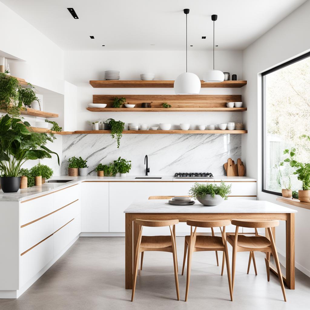 white and wood kitchen design