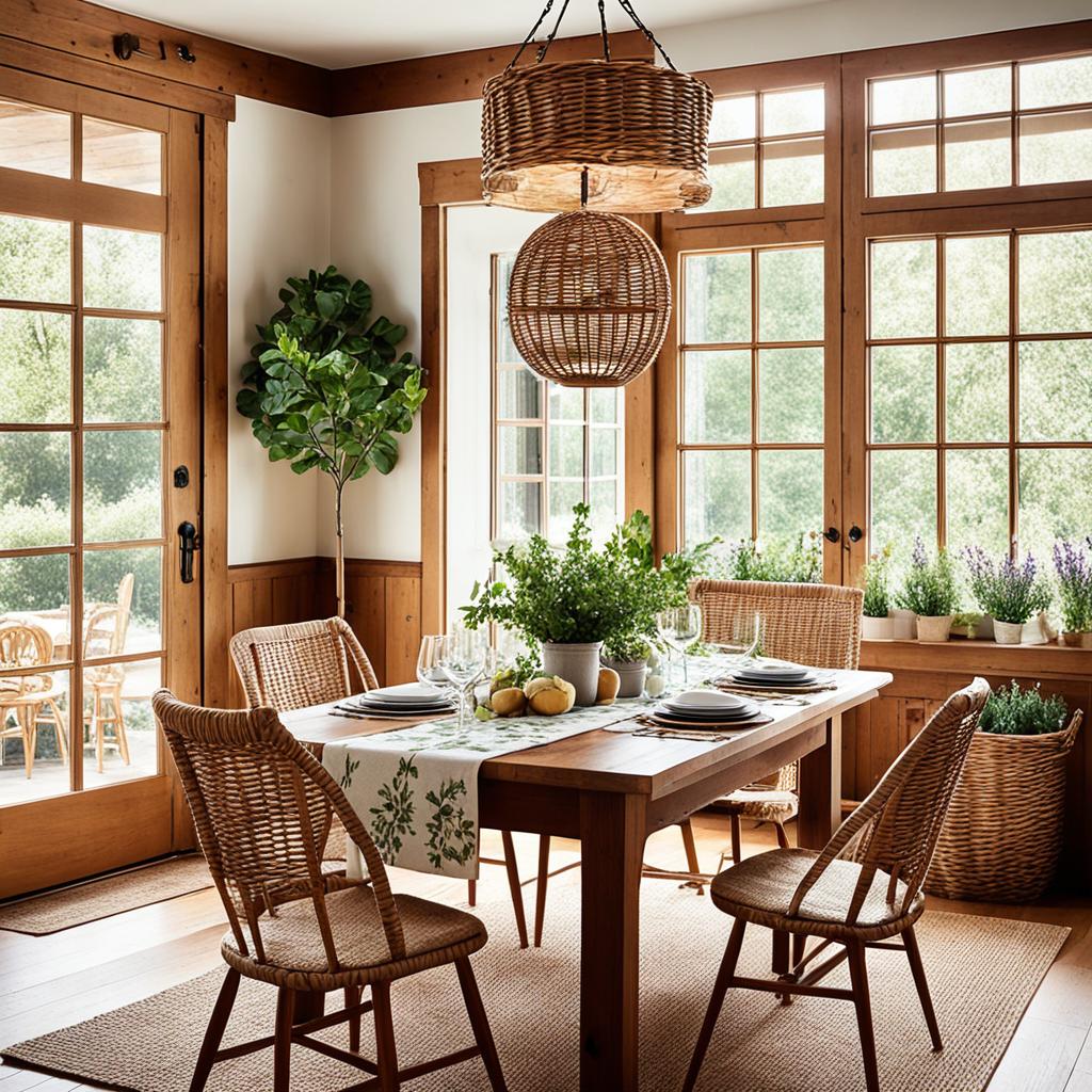 Cottagecore dining room with natural materials