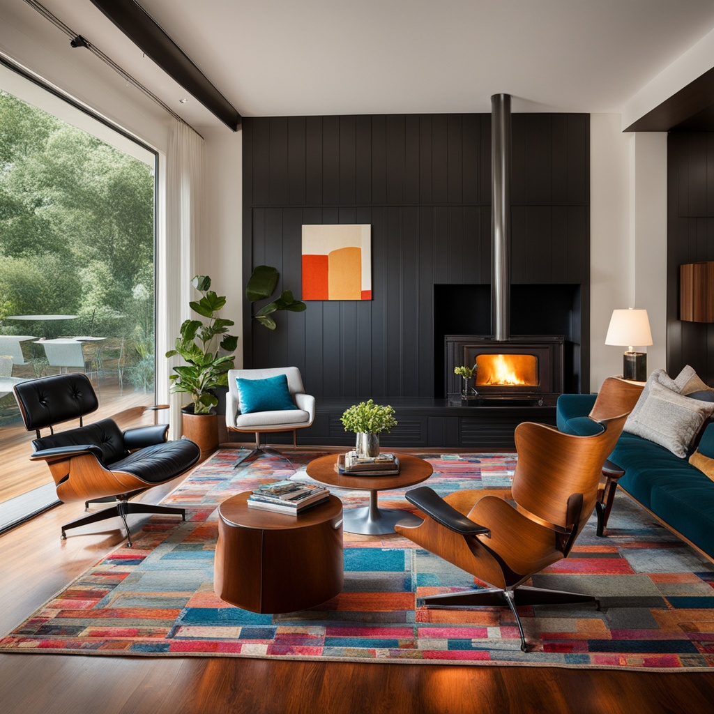 Eames chairs in a mid-century modern living room