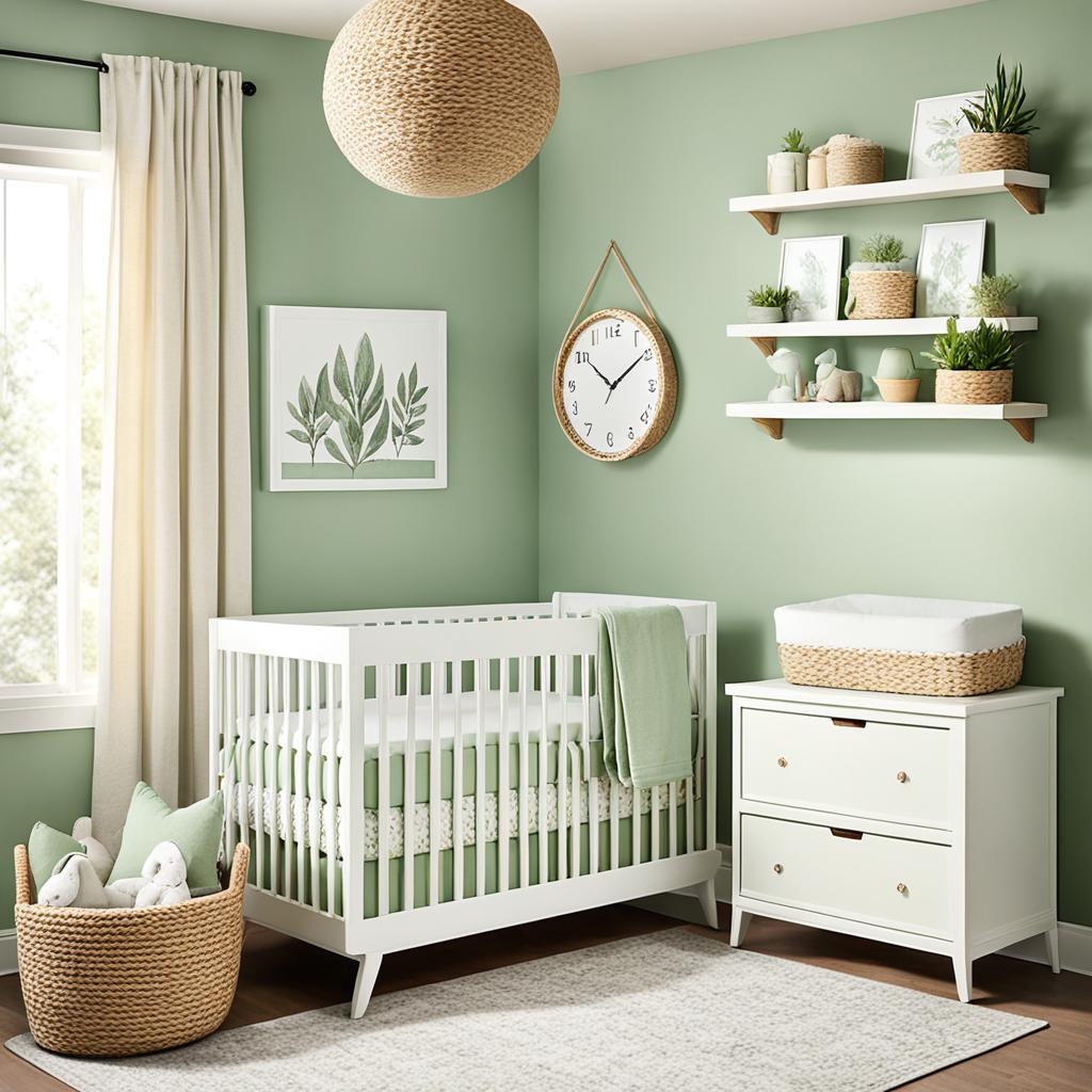 Gender-neutral sage green nursery design