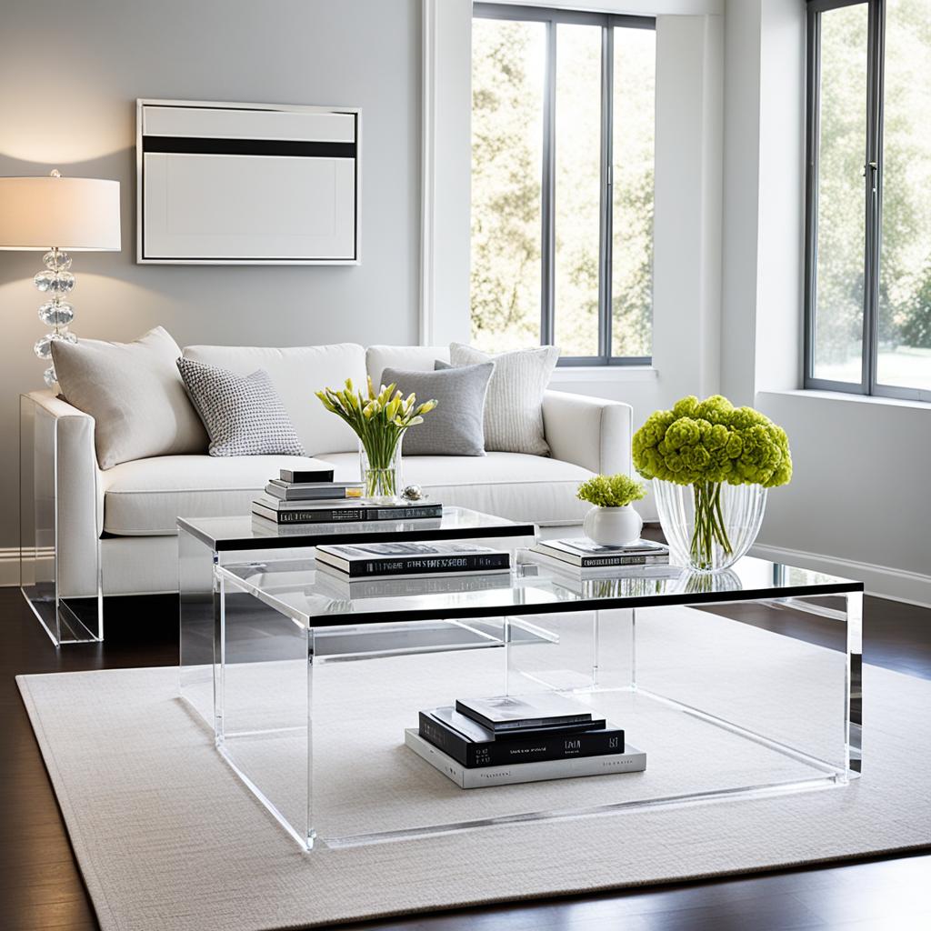 Lucite furniture in a modern living room