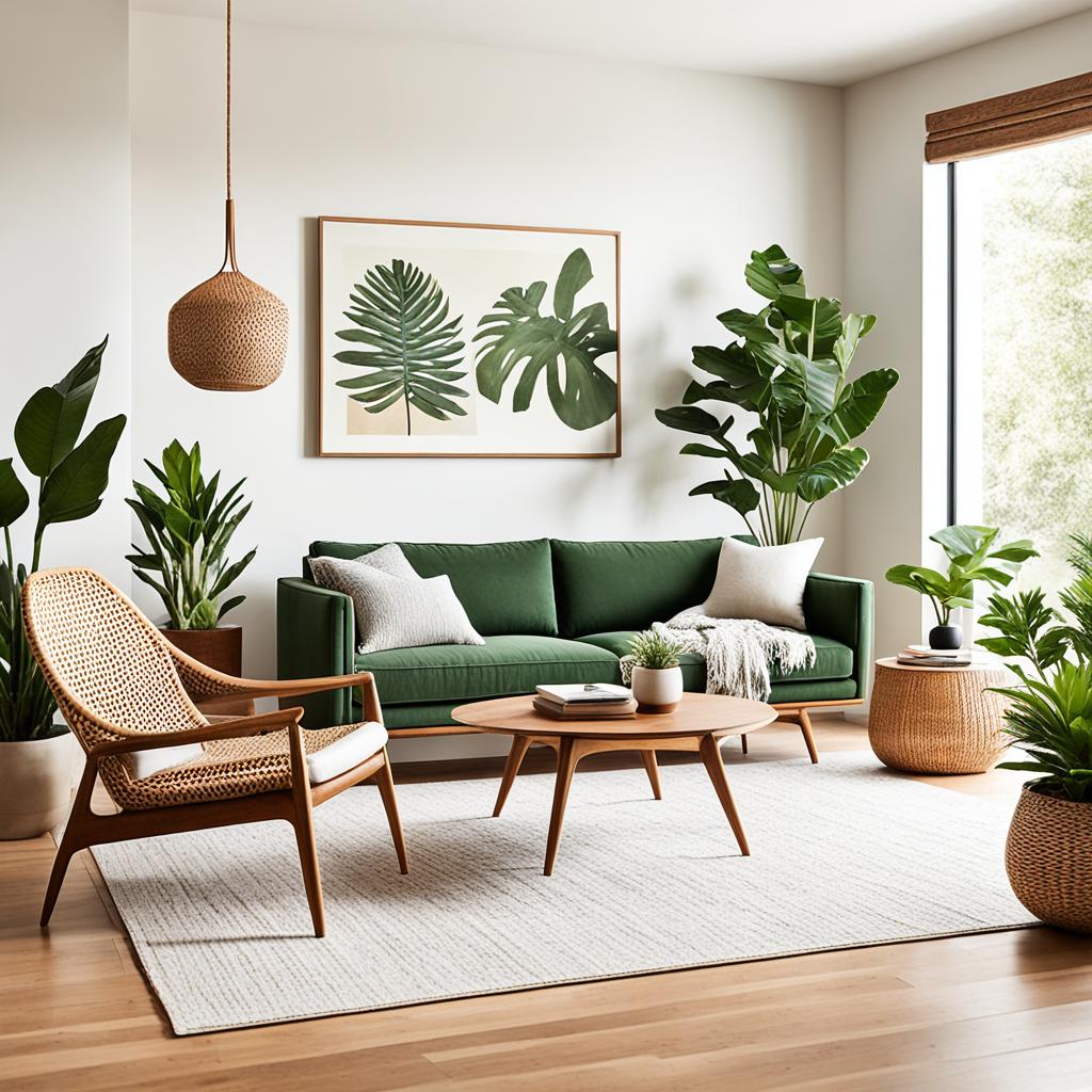 Mid-century modern furniture with natural materials