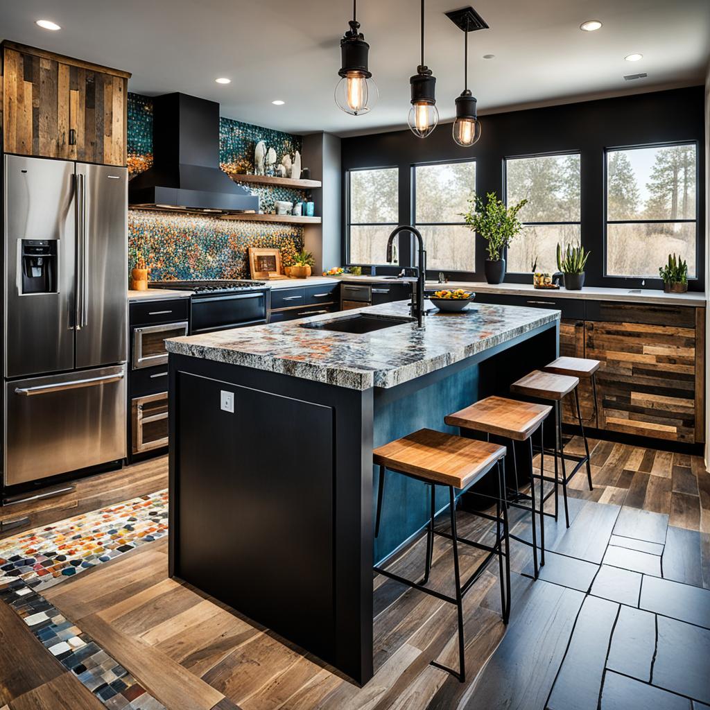 Mixed materials kitchen with unique textures