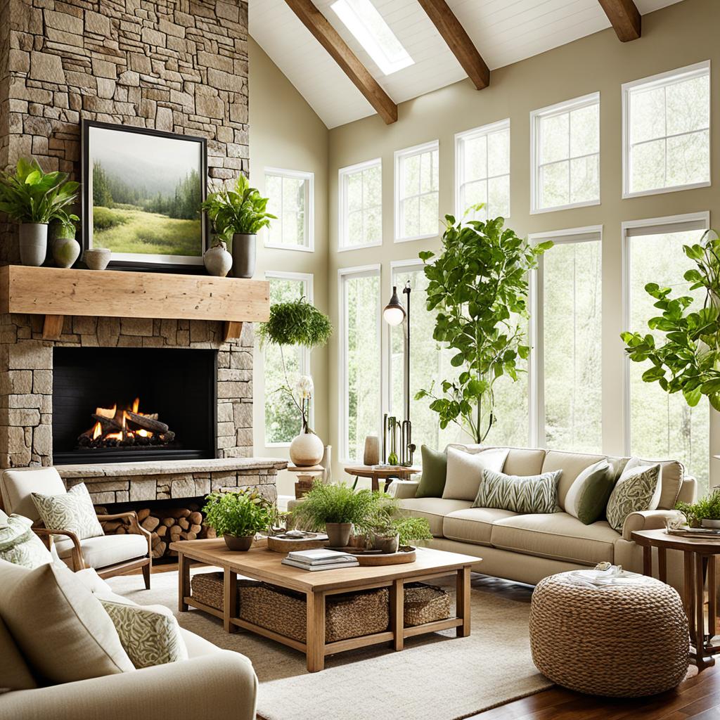 Natural elements in neutral living room