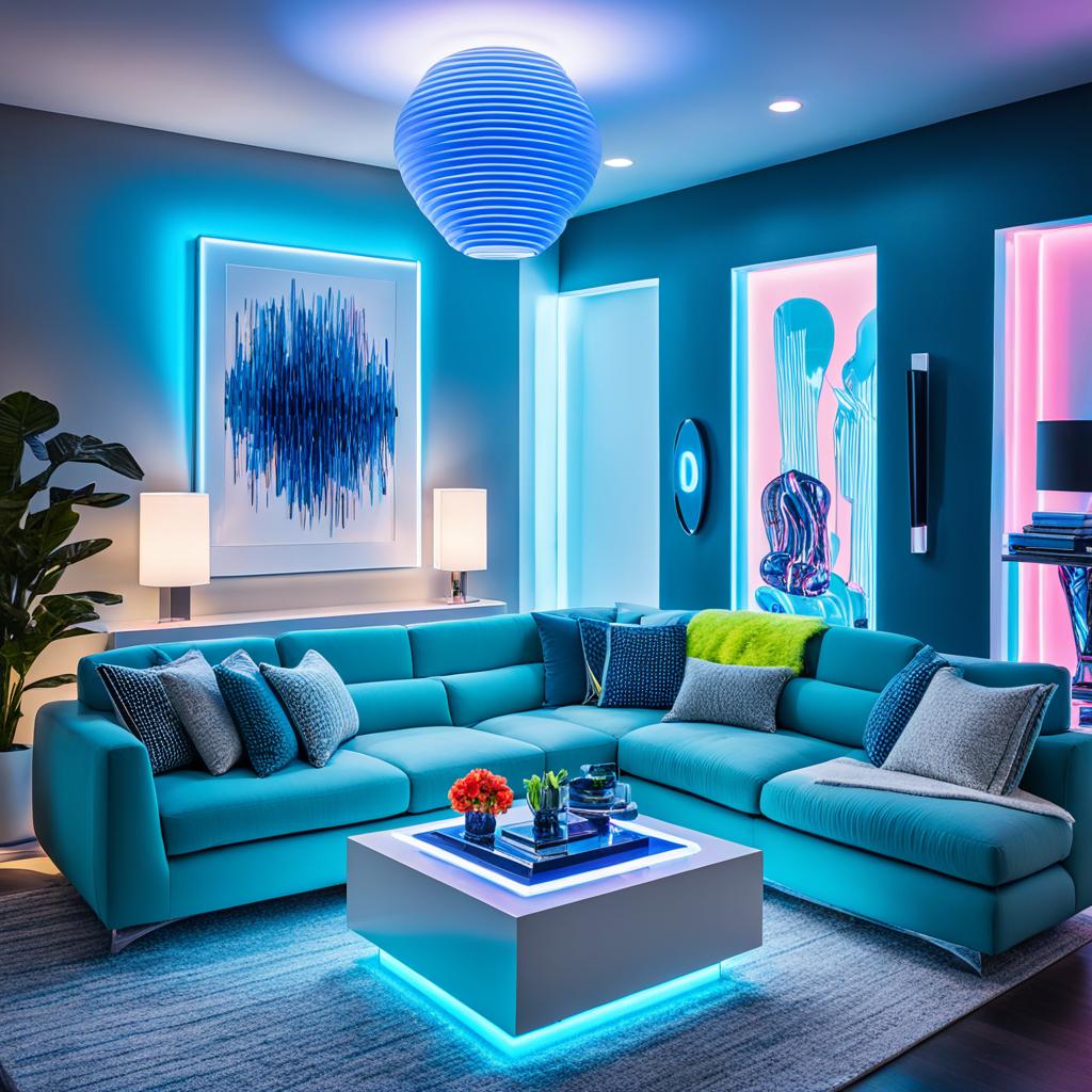 Neon accents in interior design