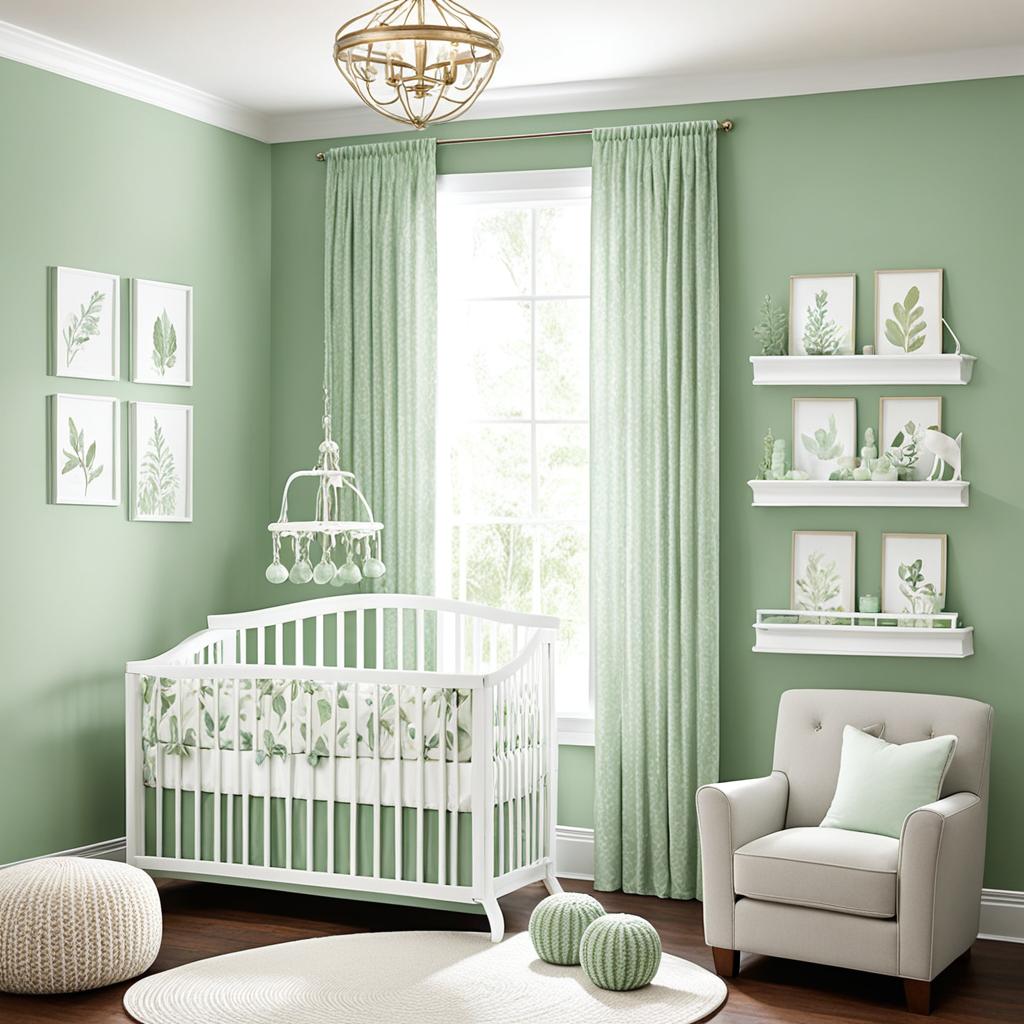 Nursery lighting fixtures in sage green nursery