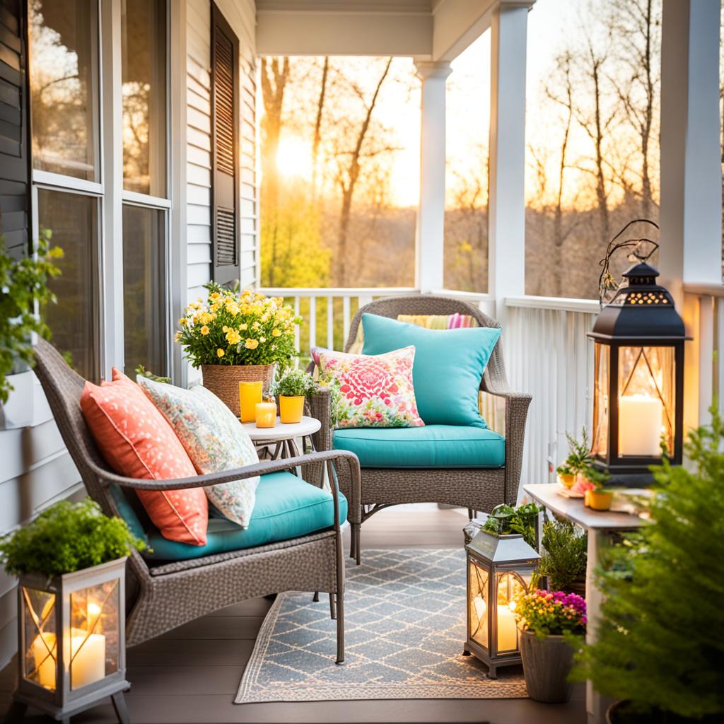 Outdoor lighting for spring porch decorations