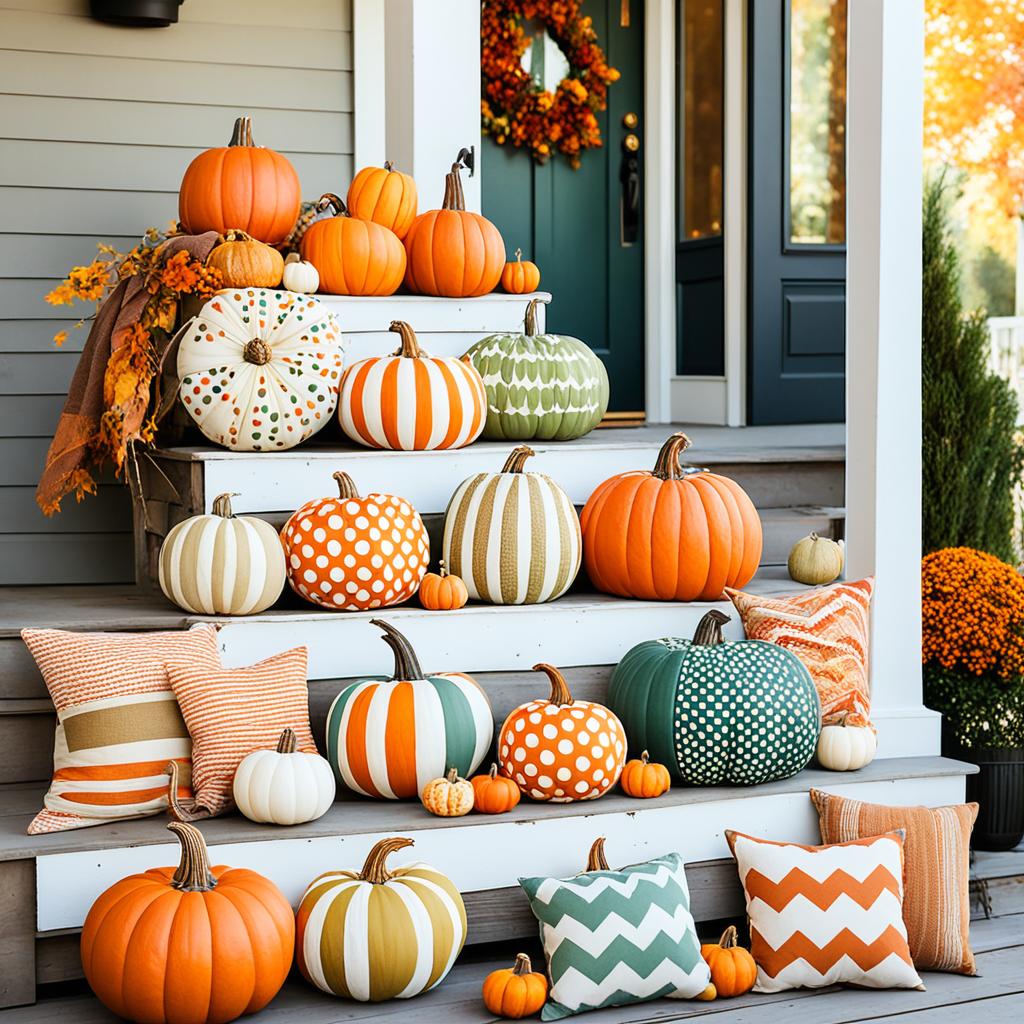 Painted pumpkins for porch displays