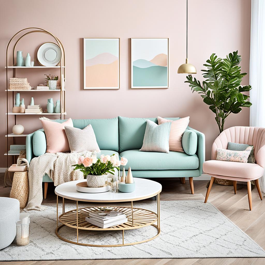 Pastel color palettes in living room