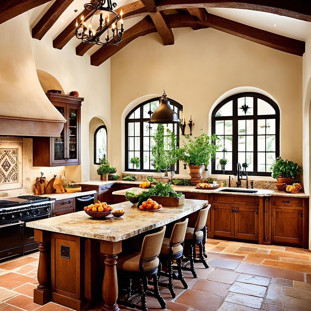 Spanish kitchen with exposed wood beams