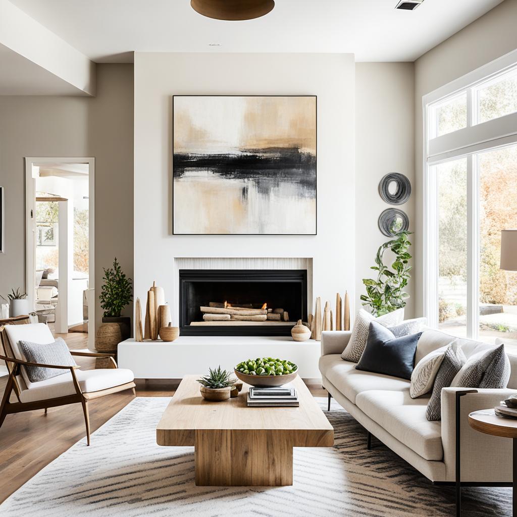 Statement artwork in neutral living room