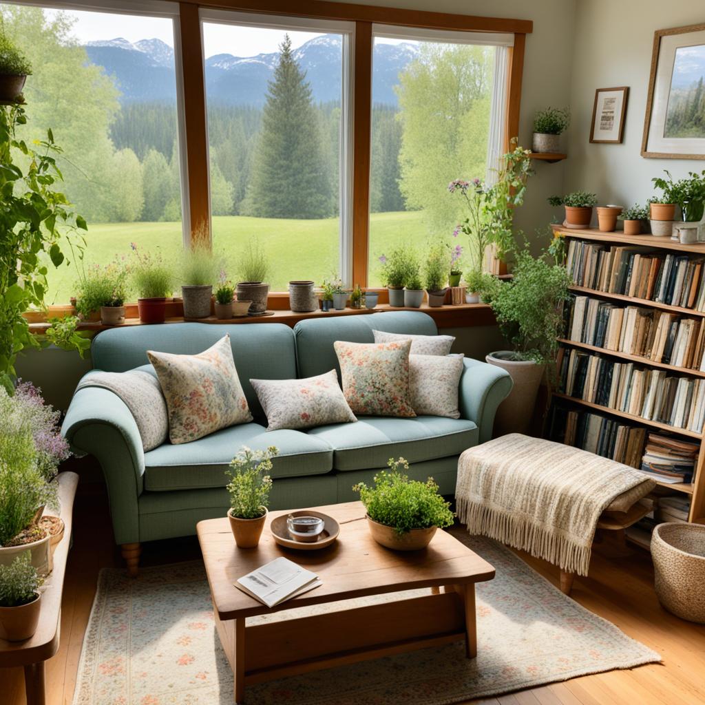 Sustainable cottagecore living room