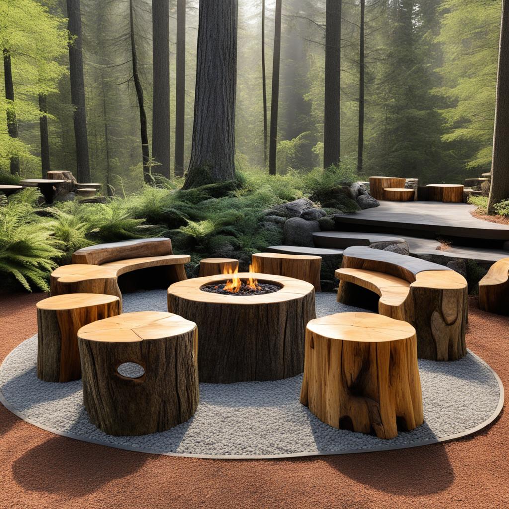 Tree stump furniture outdoors