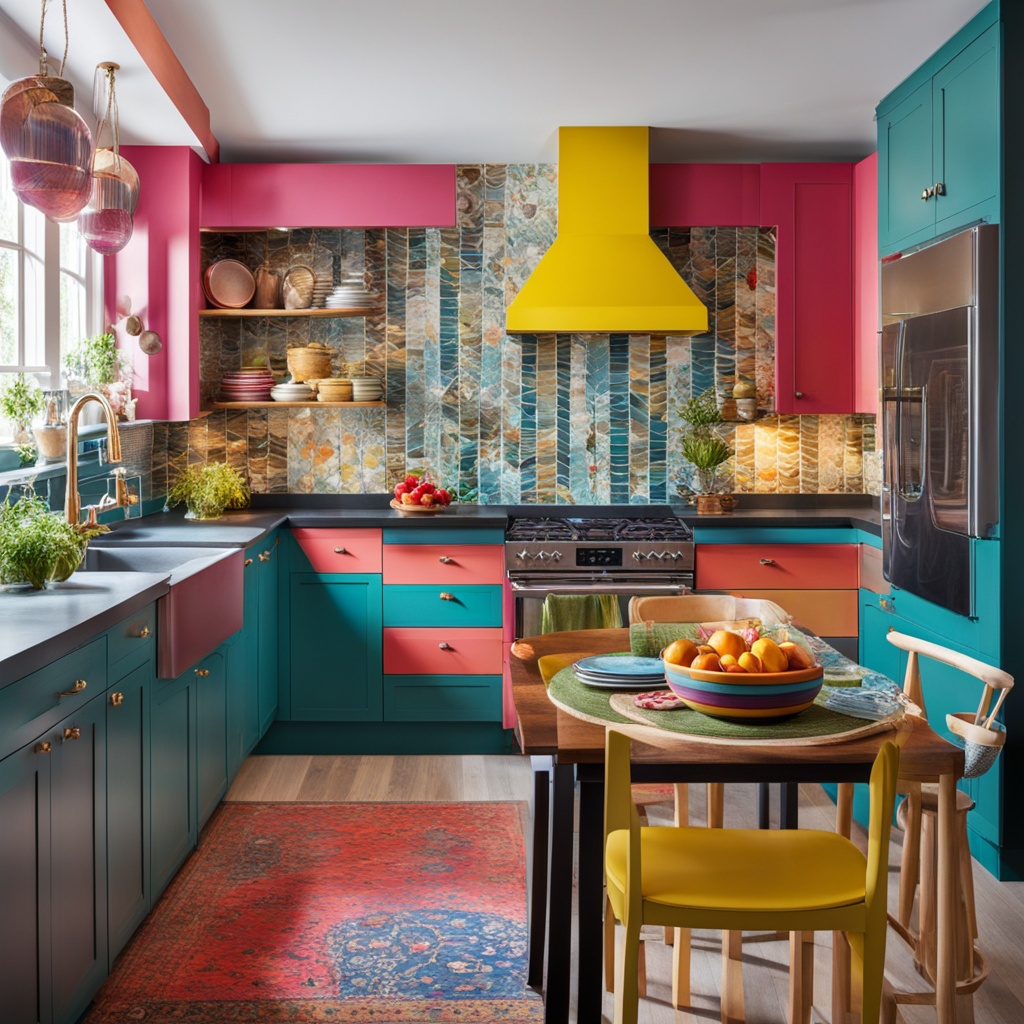 Whimsical kitchen with vibrant colors