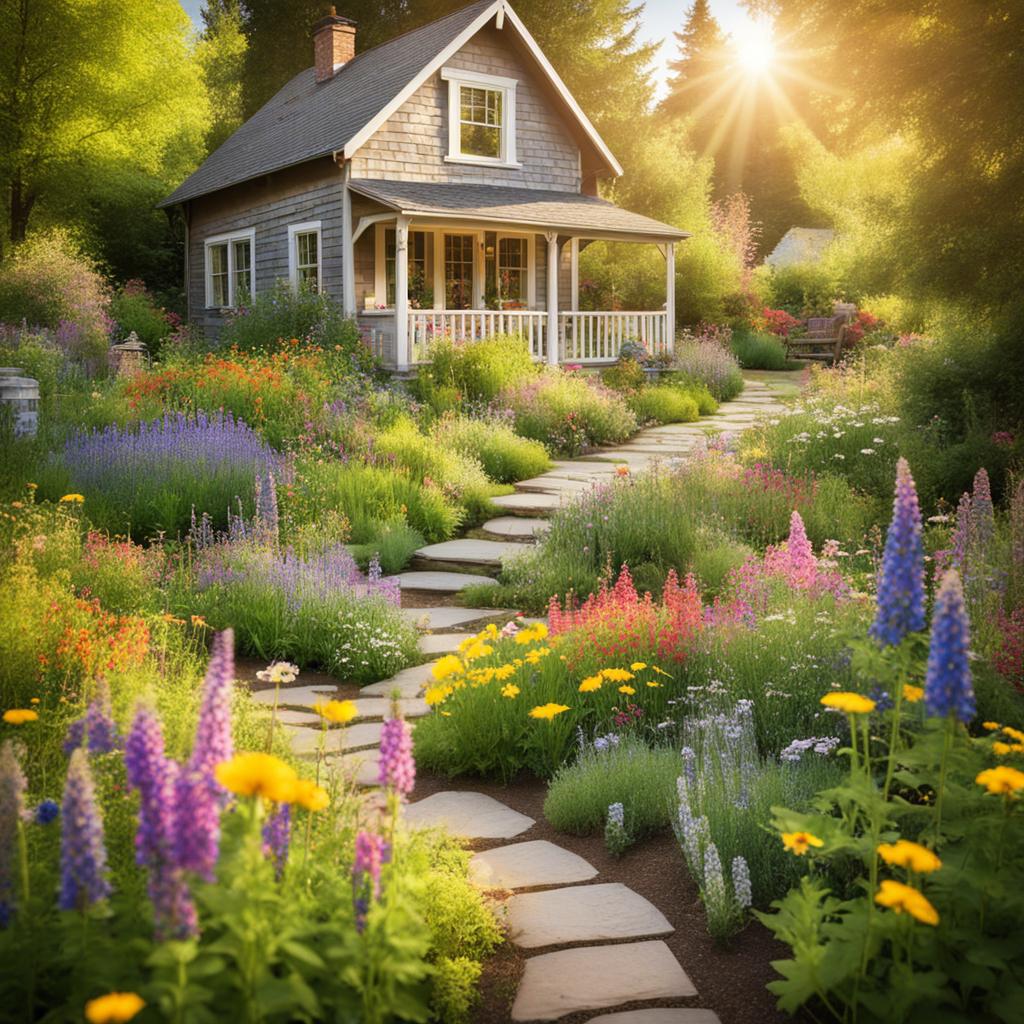 cottage garden with wildflower meadows