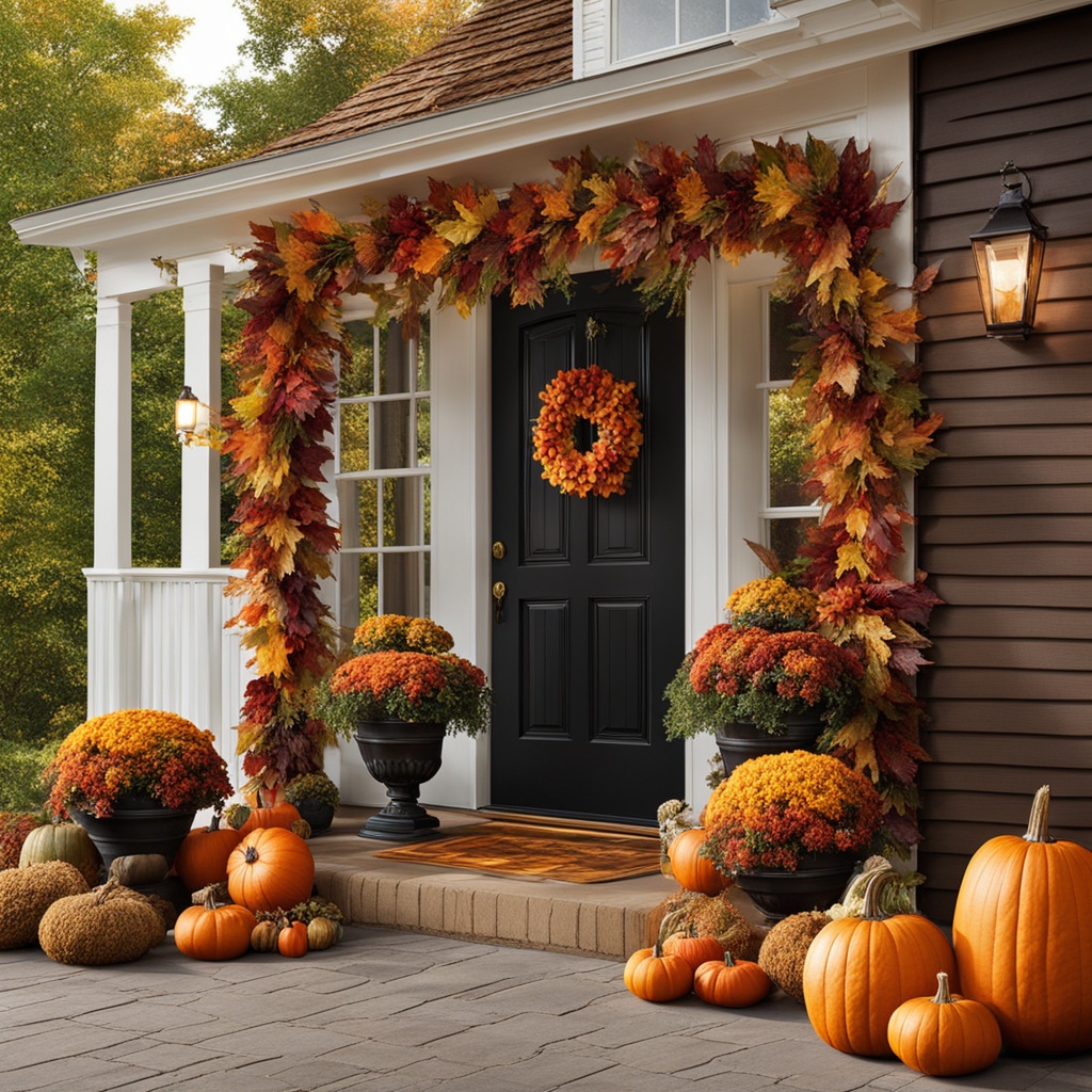 fall wreath and planters