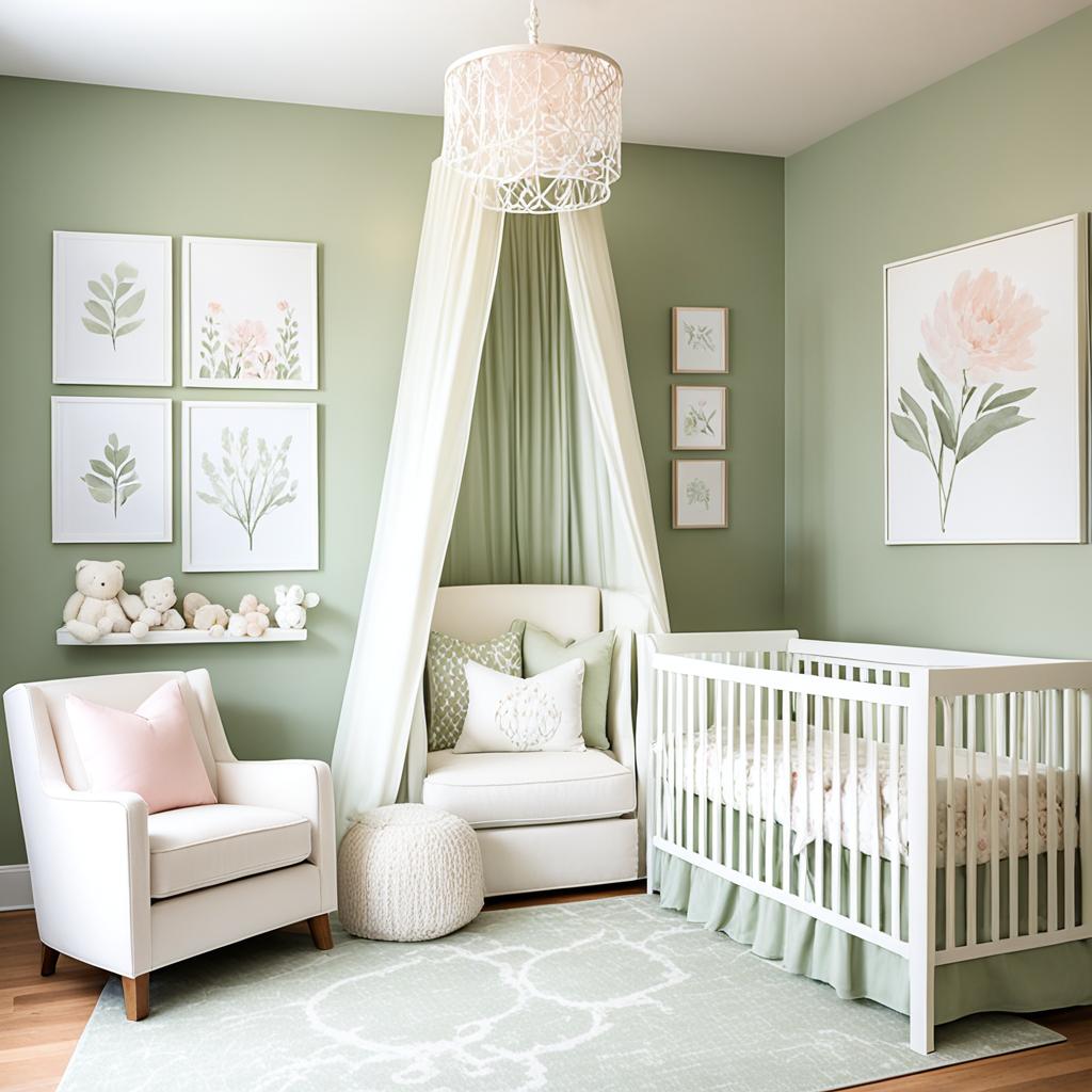 sage green accent wall nursery