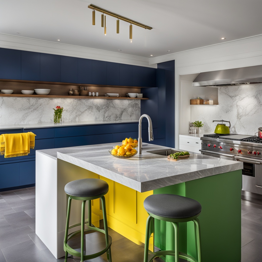 Colorful kitchen island