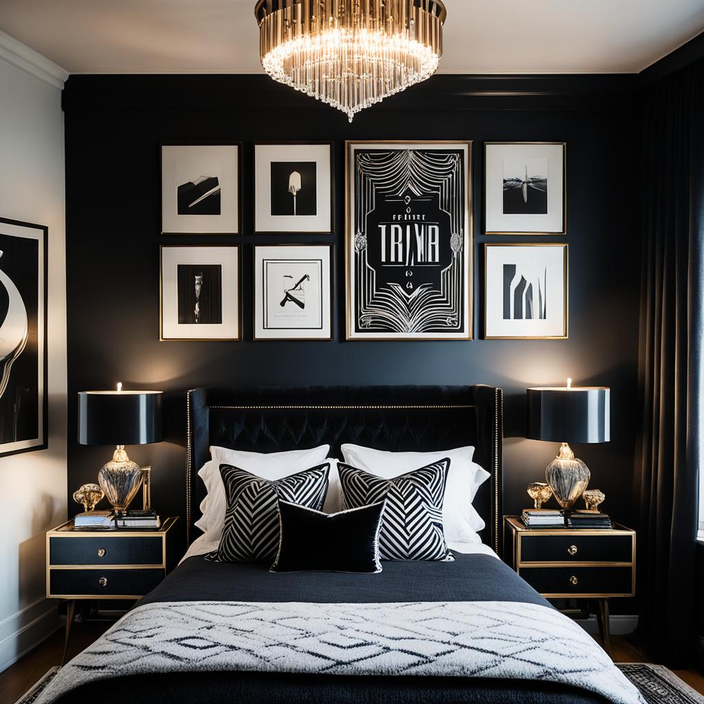 Dark bedroom art and accessories