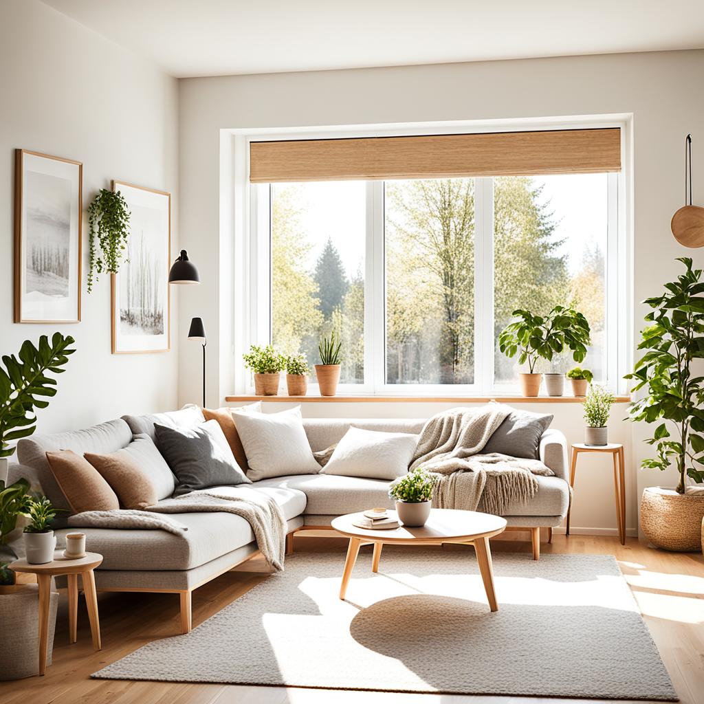 Natural light in Scandinavian living room