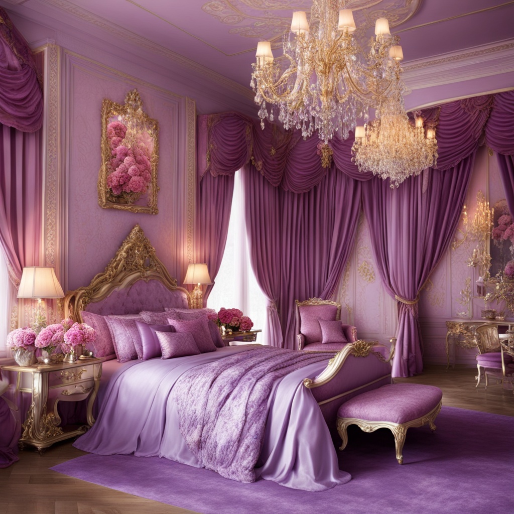 Pink and purple princess bedroom