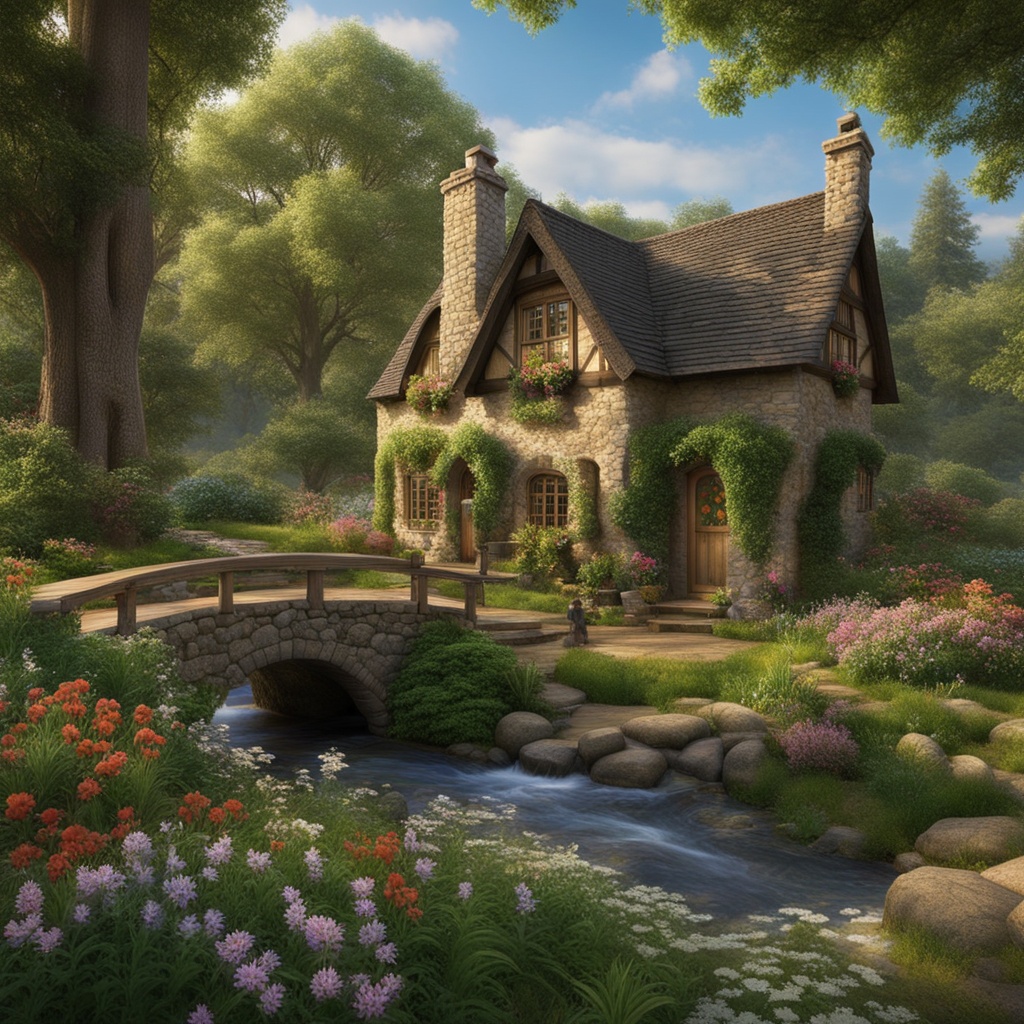 Storybook stone cottage architectural elements