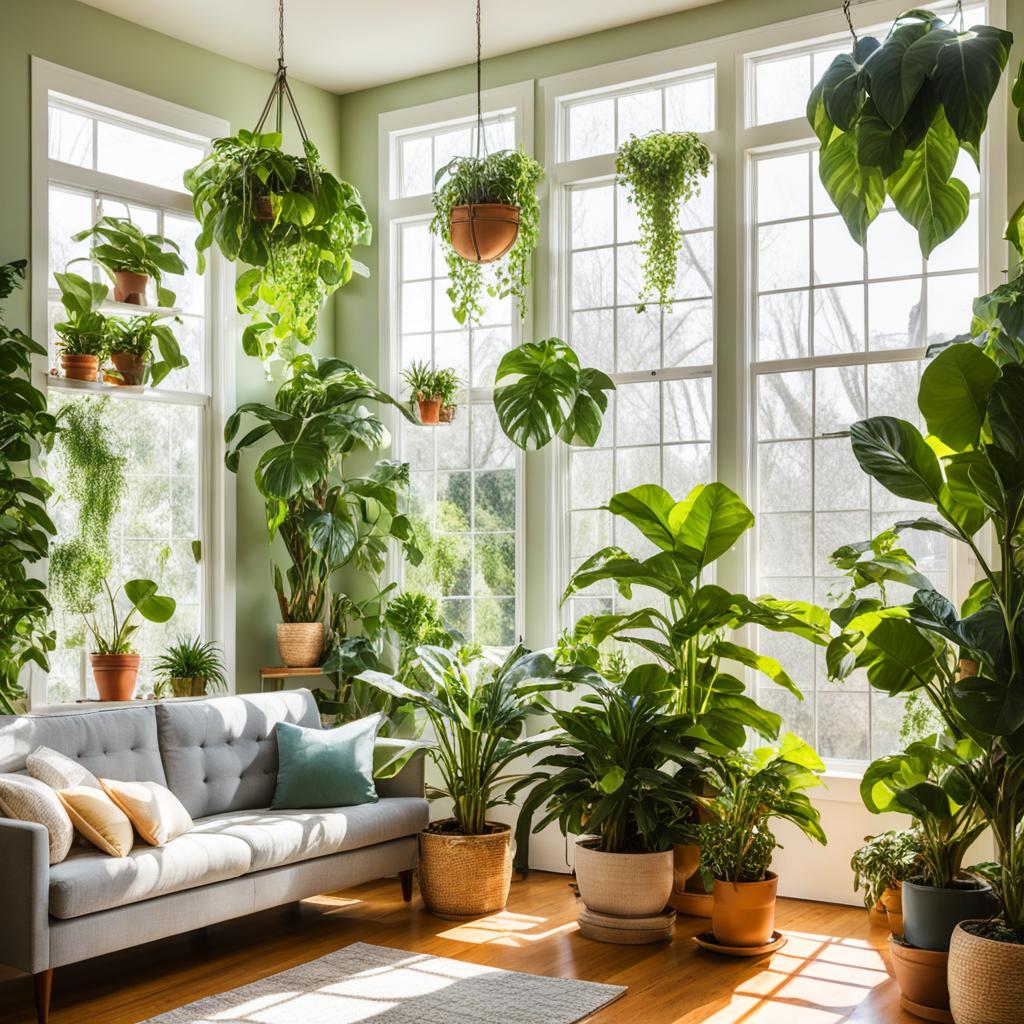 Sun-loving houseplants in a bright sunroom