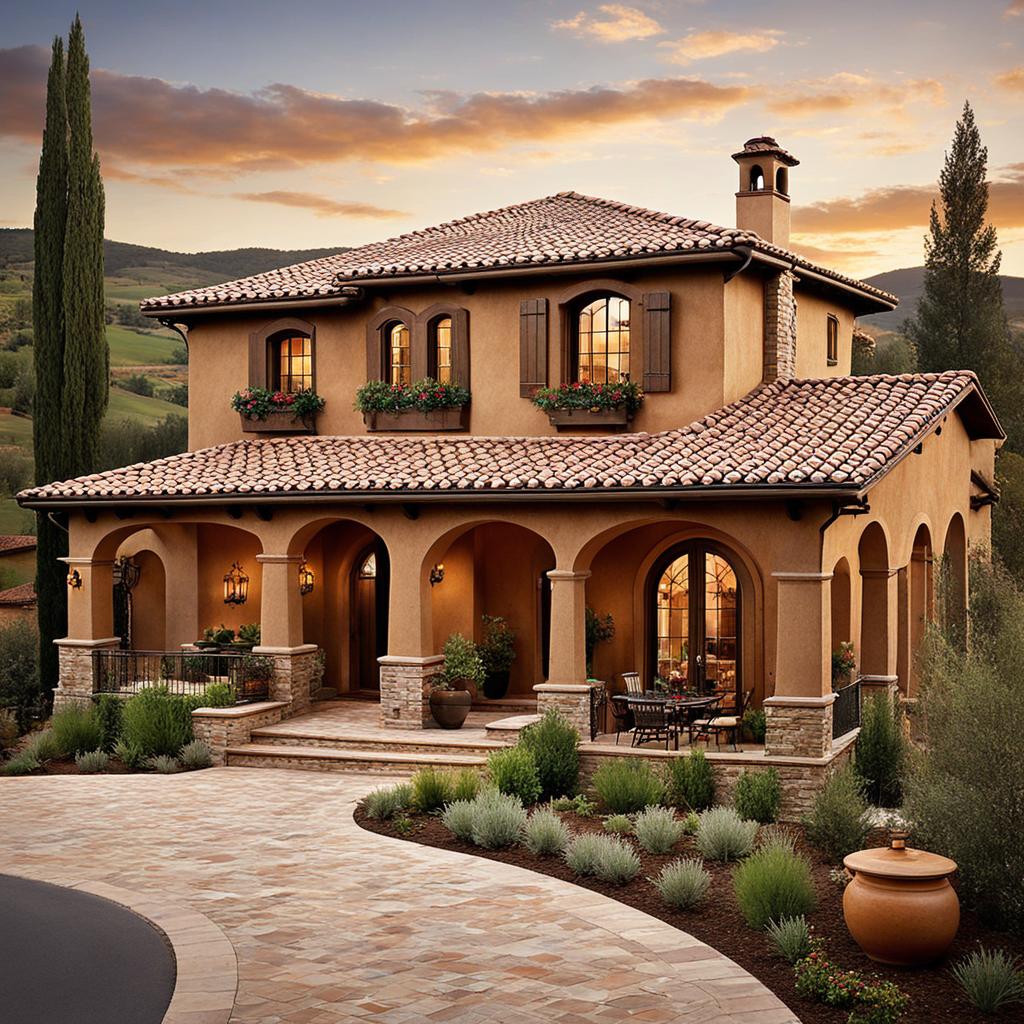 Tuscan style home with terracotta roof and stucco walls