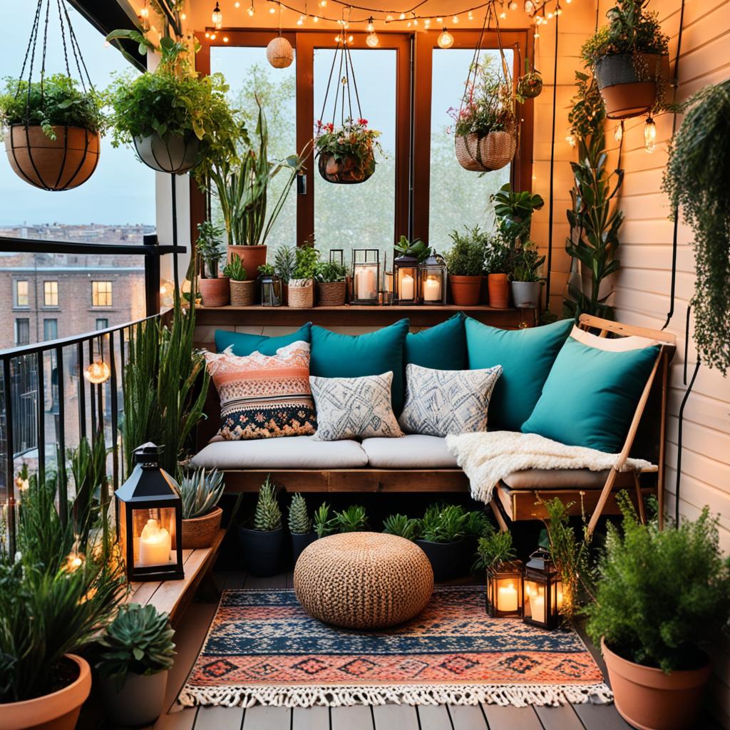 bohemian lighting for small balcony