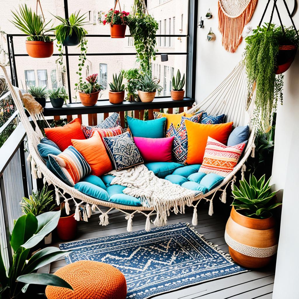 boho balcony seating